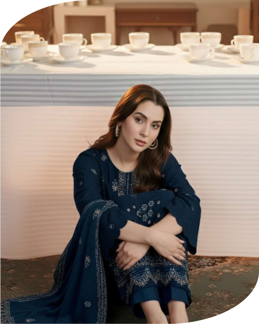 3-Piece Embroidered Peach Suit NF#02