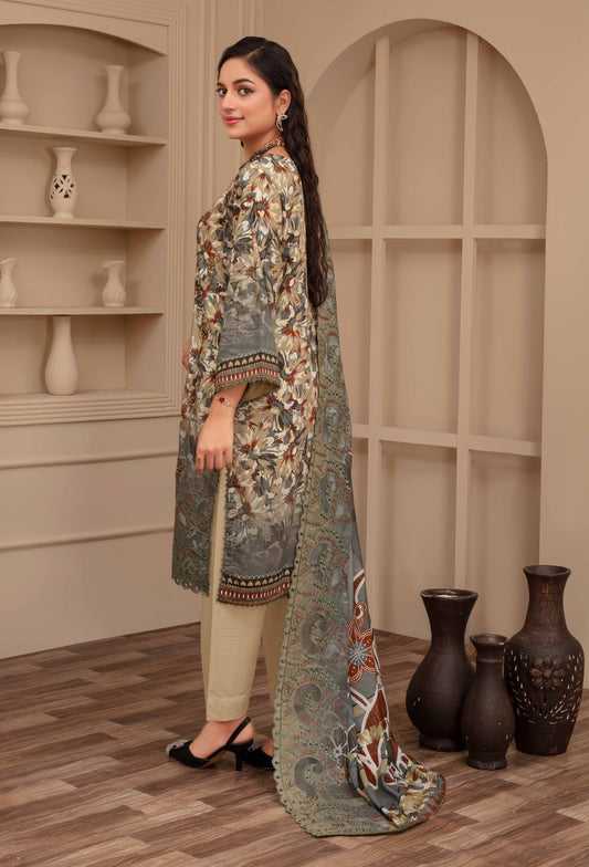 3-Piece Embroidered Viscose Suit NM#02