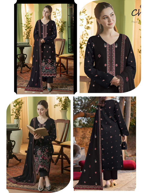 3-Piece Embroidered Peach Suit NF#03