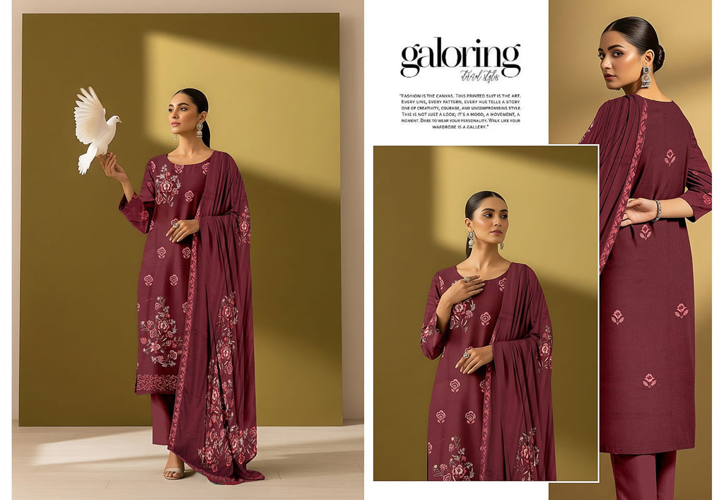 3-Piece Embroidered Suit D#02