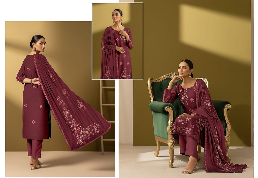 3-Piece Embroidered Suit D#02