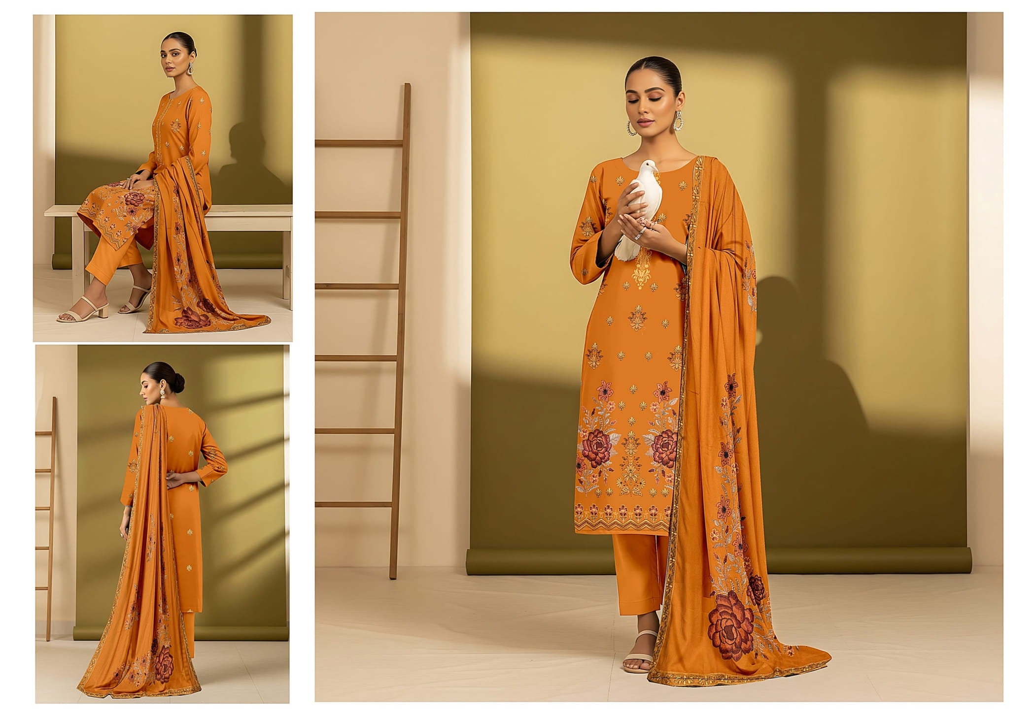 3-Piece Embroidered Suit D#03