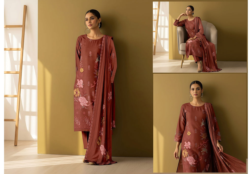 3-Piece Embroidered Suit D#04