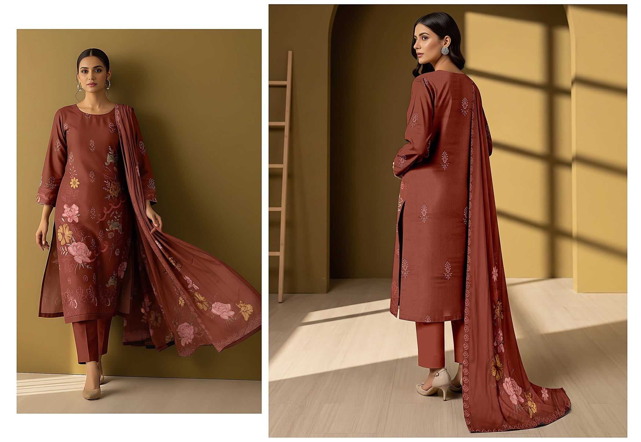 3-Piece Embroidered Suit D#04