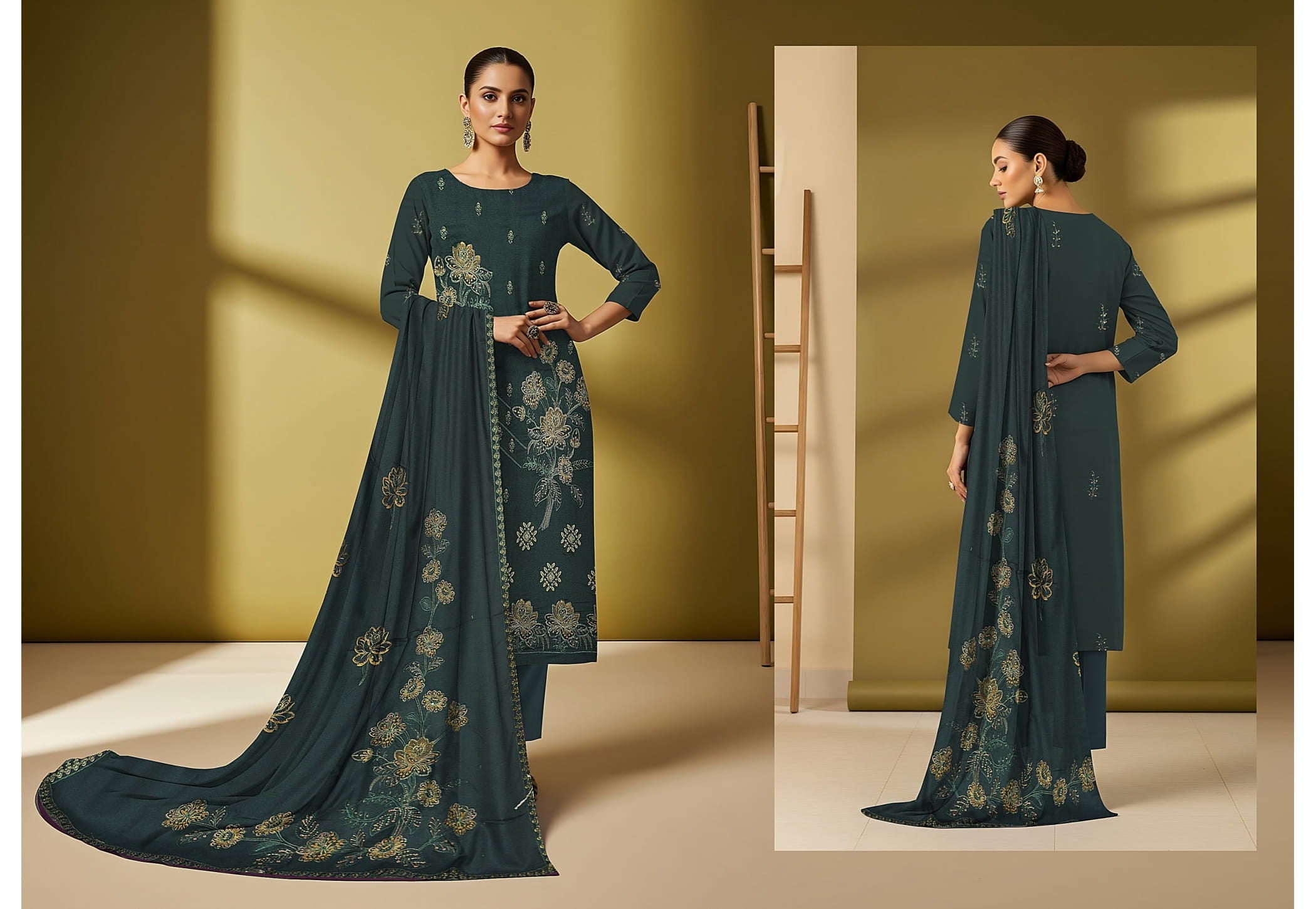 3-Piece Embroidered Suit D#06