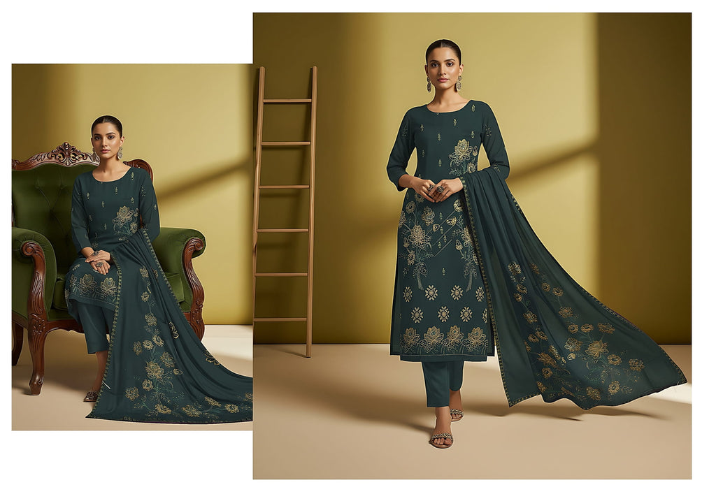 3-Piece Embroidered Suit D#06