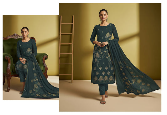 3-Piece Embroidered Suit D#06