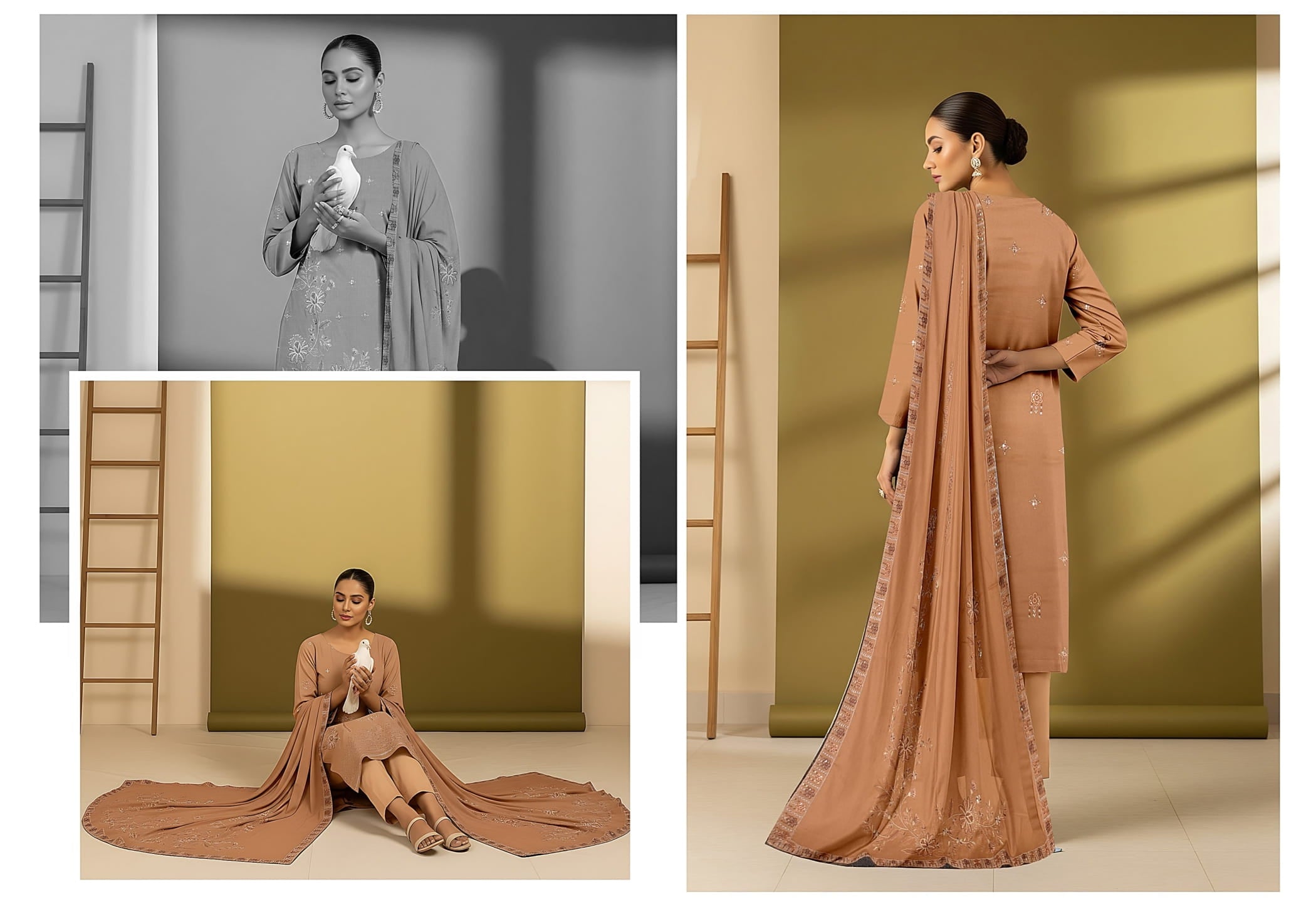 3-Piece Embroidered Suit D#07