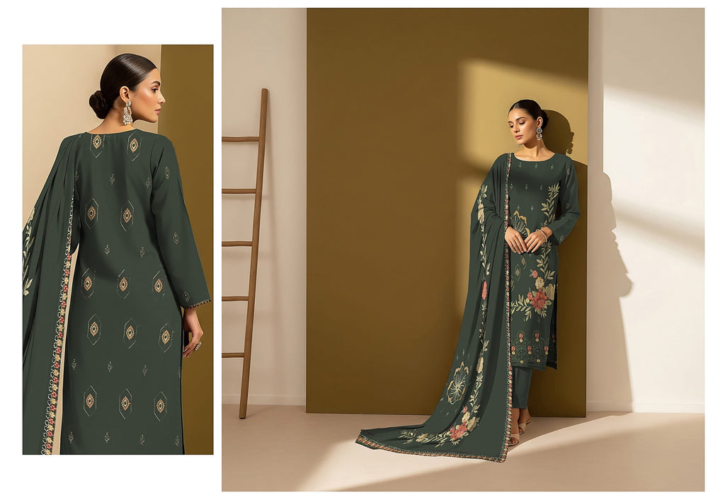 3-Piece Embroidered Suit D#08