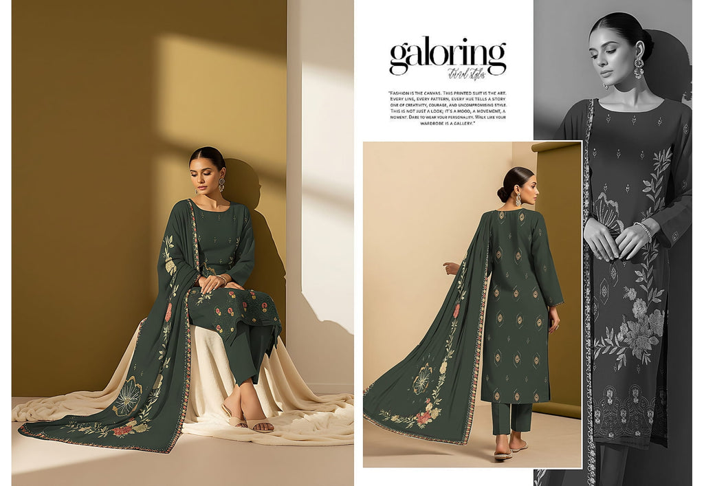 3-Piece Embroidered Suit D#08