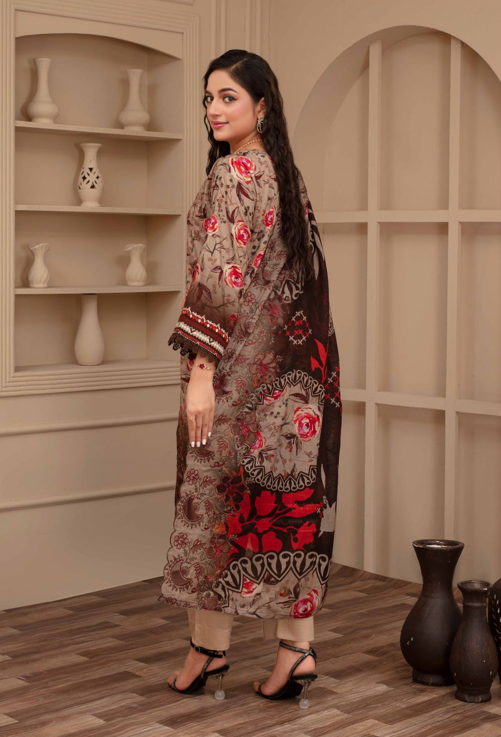 3-Piece Embroidered Viscose Suit NM#10