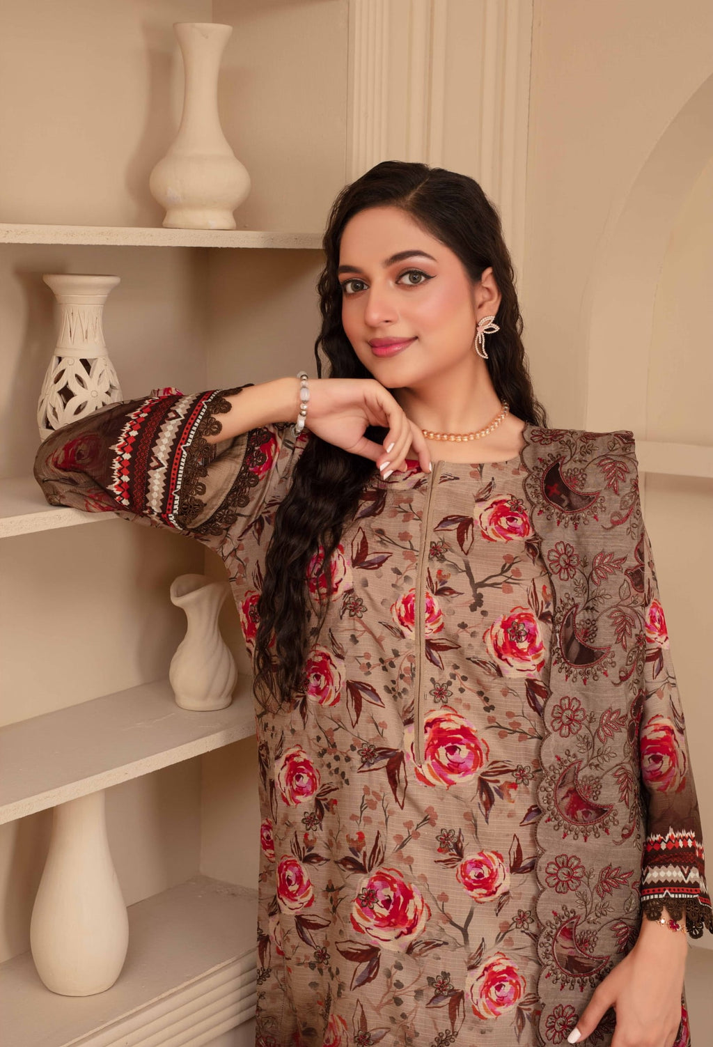 3-Piece Embroidered Viscose Suit NM#10