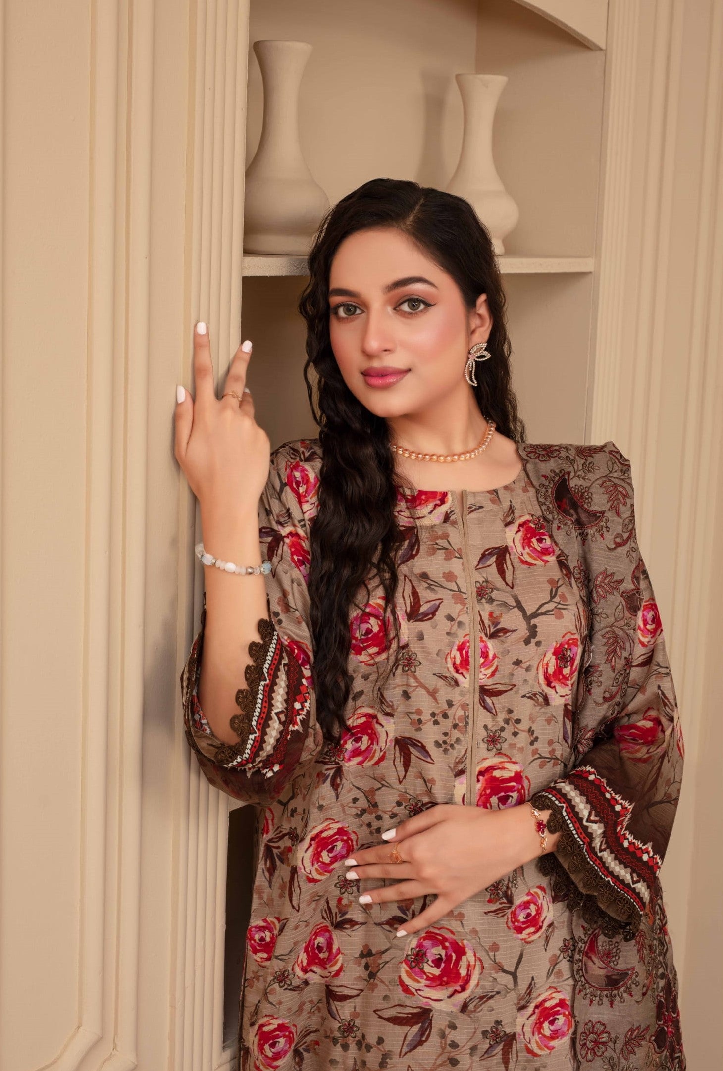 3-Piece Embroidered Viscose Suit NM#10