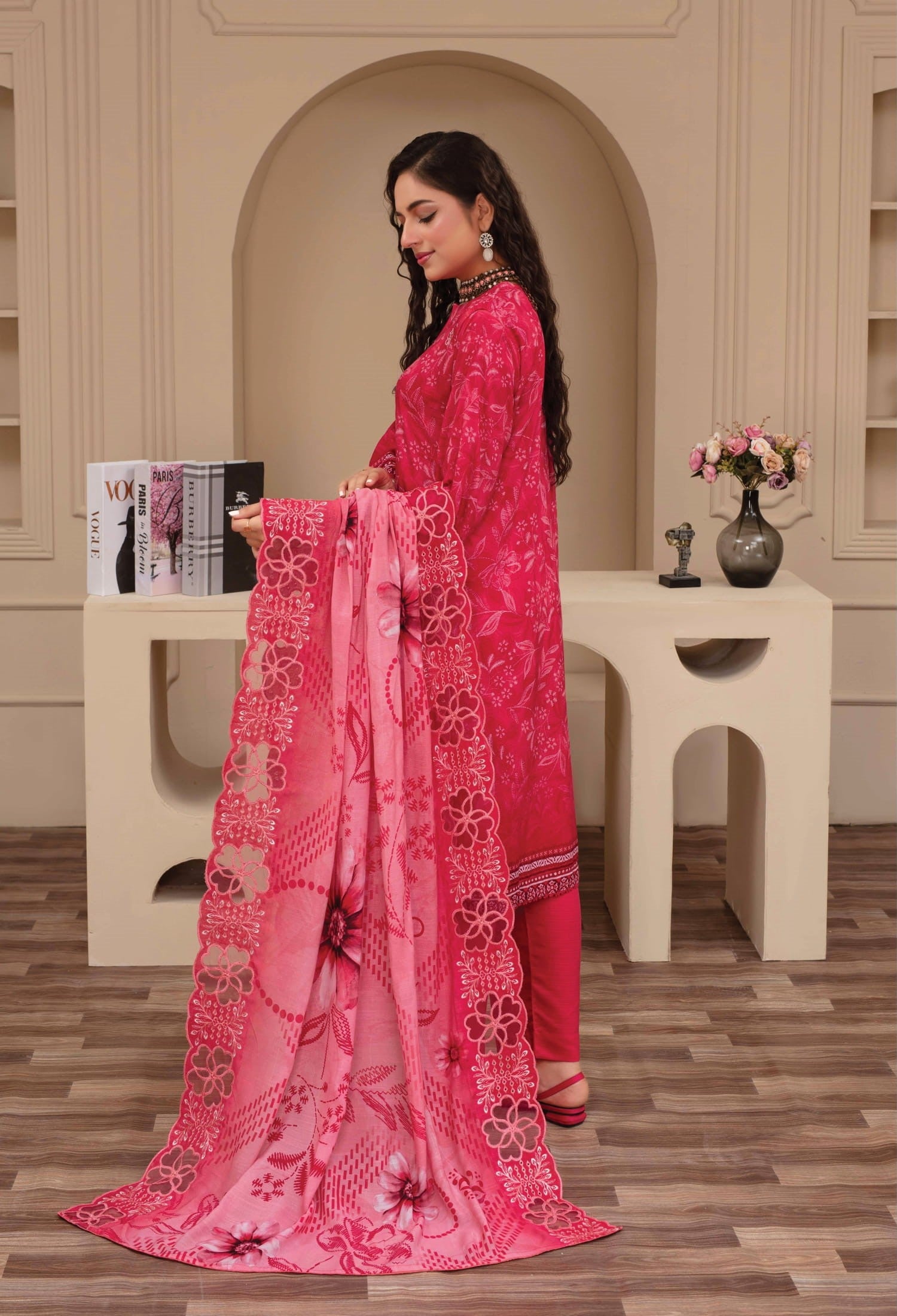 3-Piece Embroidered Viscose Suit NM#01