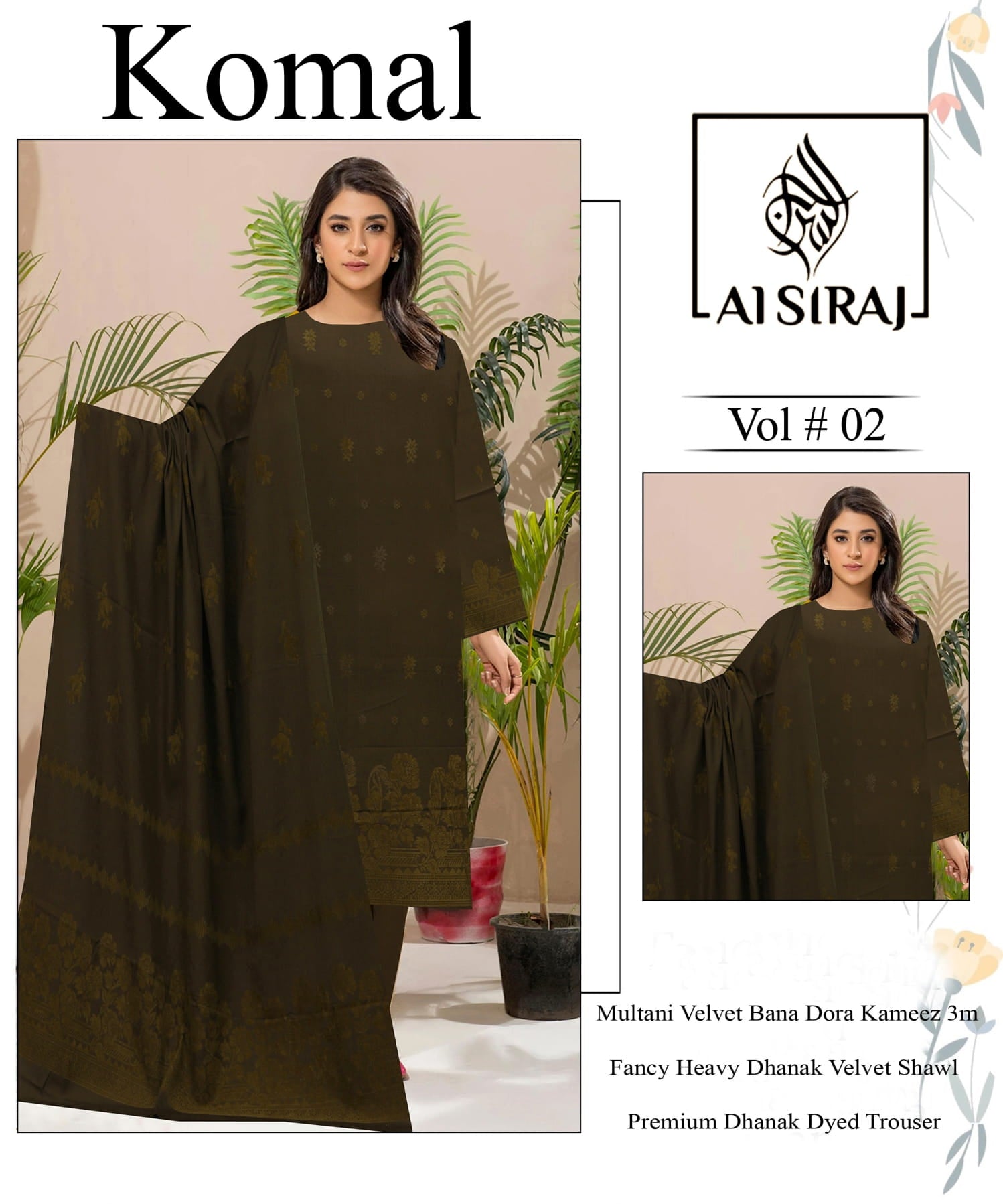 3-Piece Dhanak Suit K#02