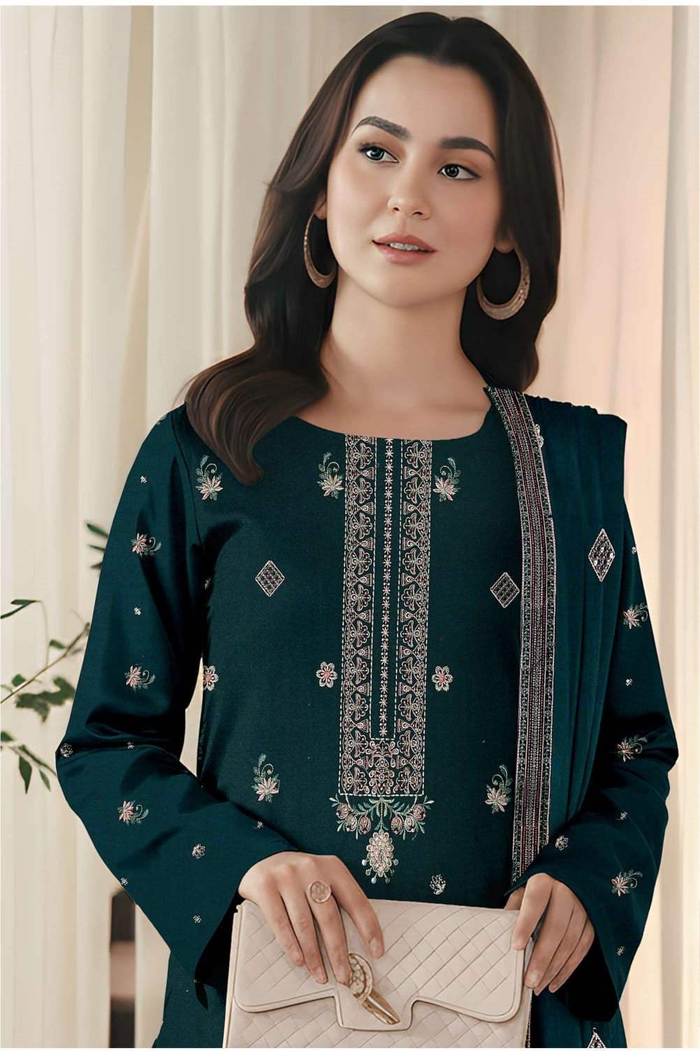 3-Piece Embroidered Peach Suit NF#01