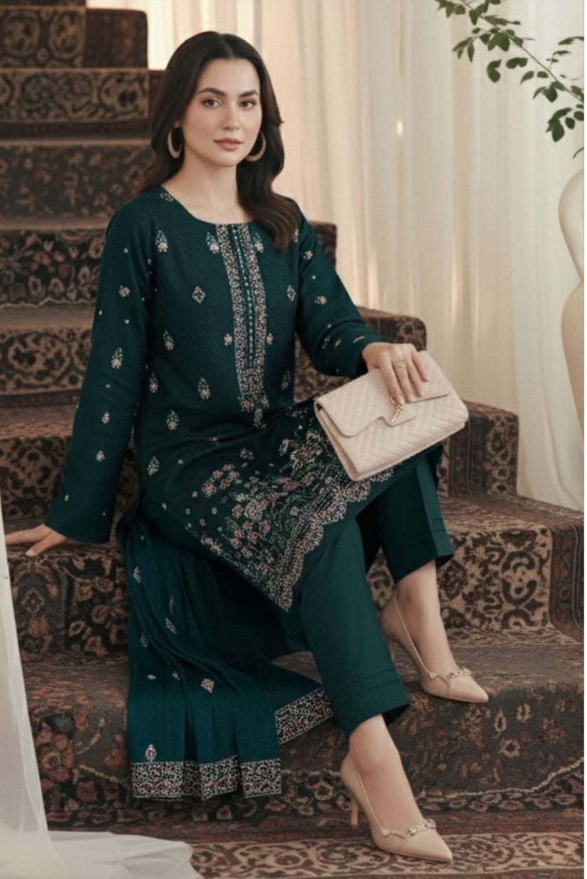 3-Piece Embroidered Peach Suit NF#01