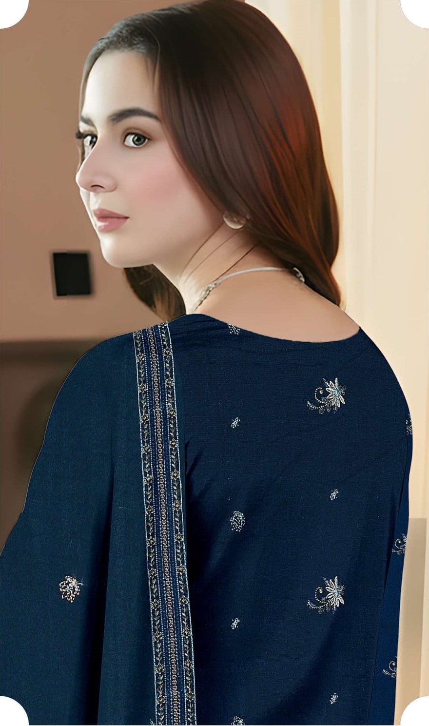 3-Piece Embroidered Peach Suit NF#02