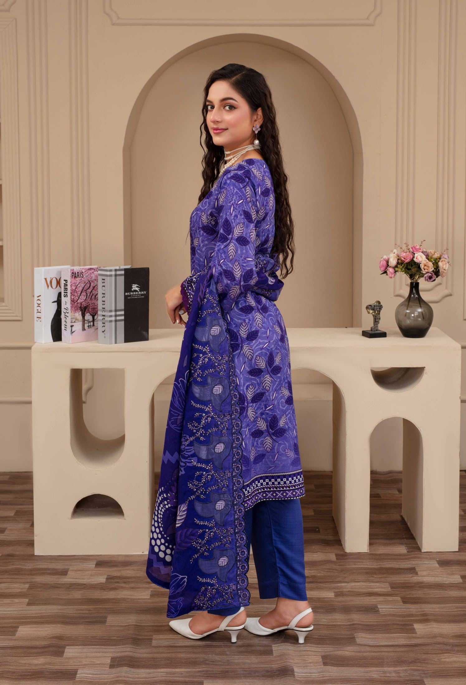 3-Piece Embroidered Viscose Suit NM#03