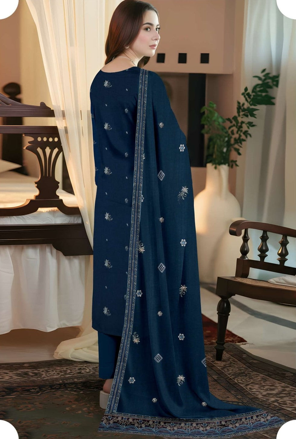 3-Piece Embroidered Peach Suit NF#02