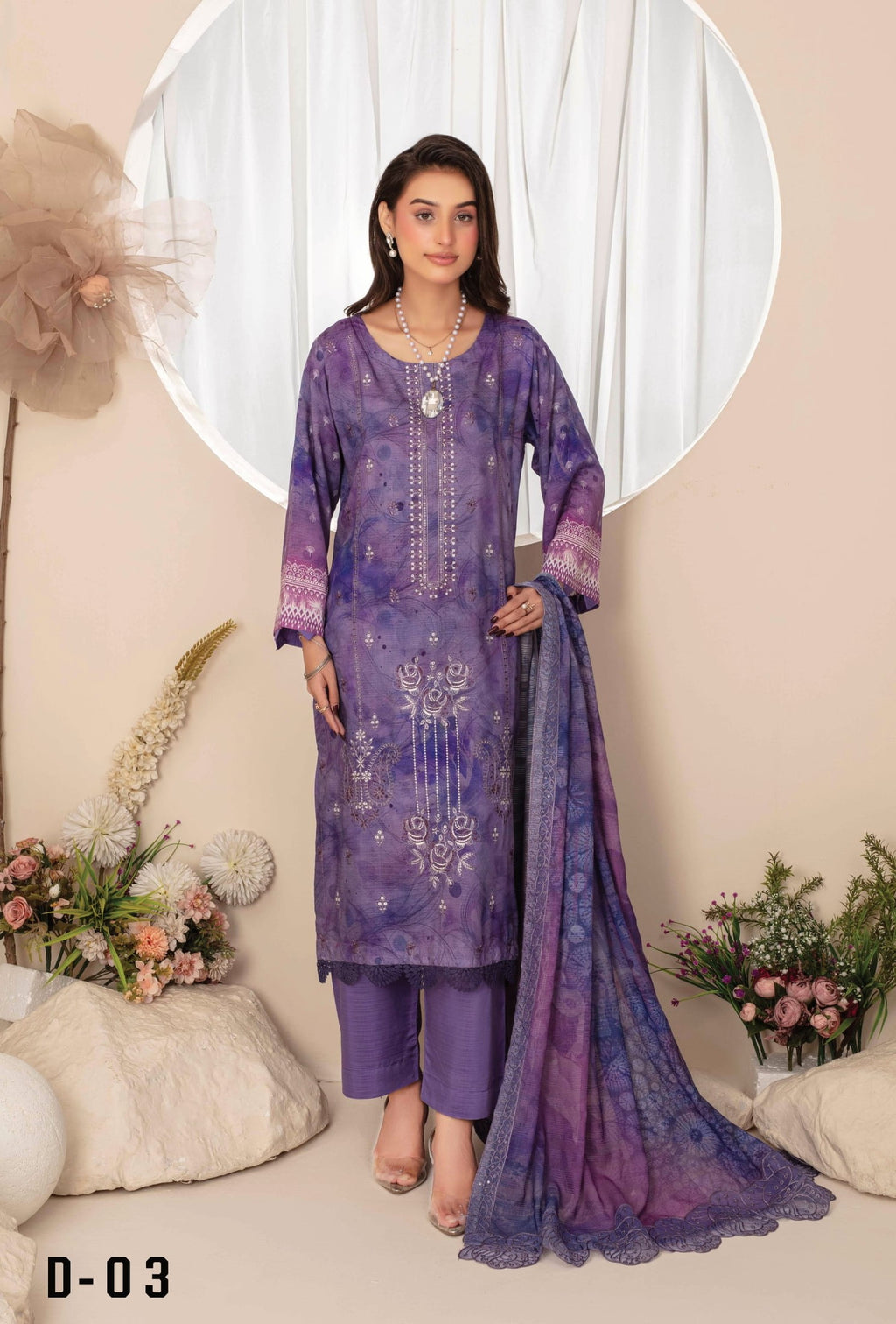 3-Piece Embroidered Suit PN#03