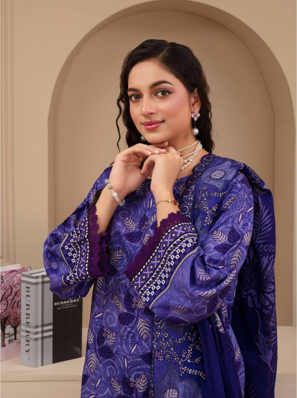3-Piece Embroidered Viscose Suit NM#03