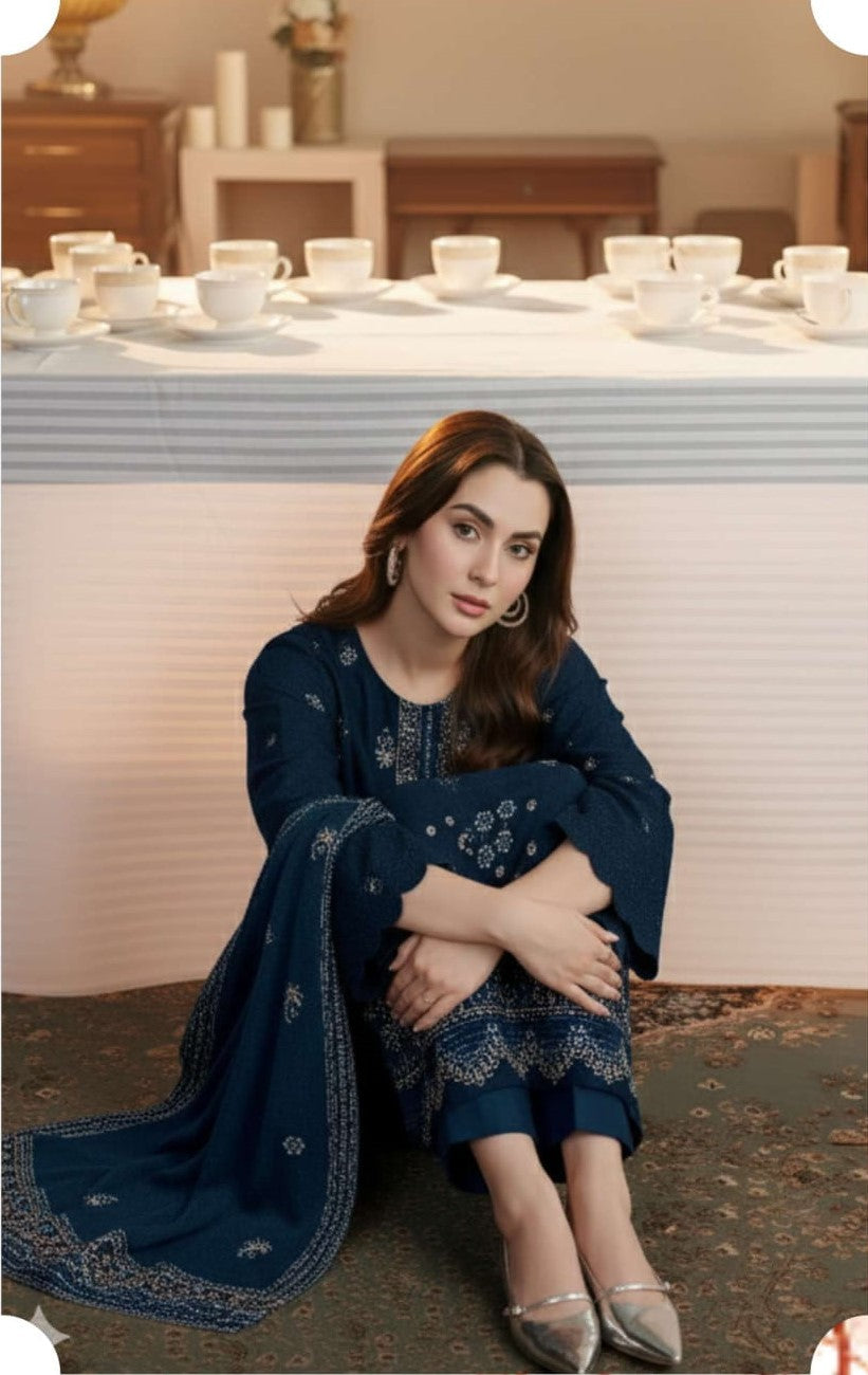 3-Piece Embroidered Peach Suit NF#02