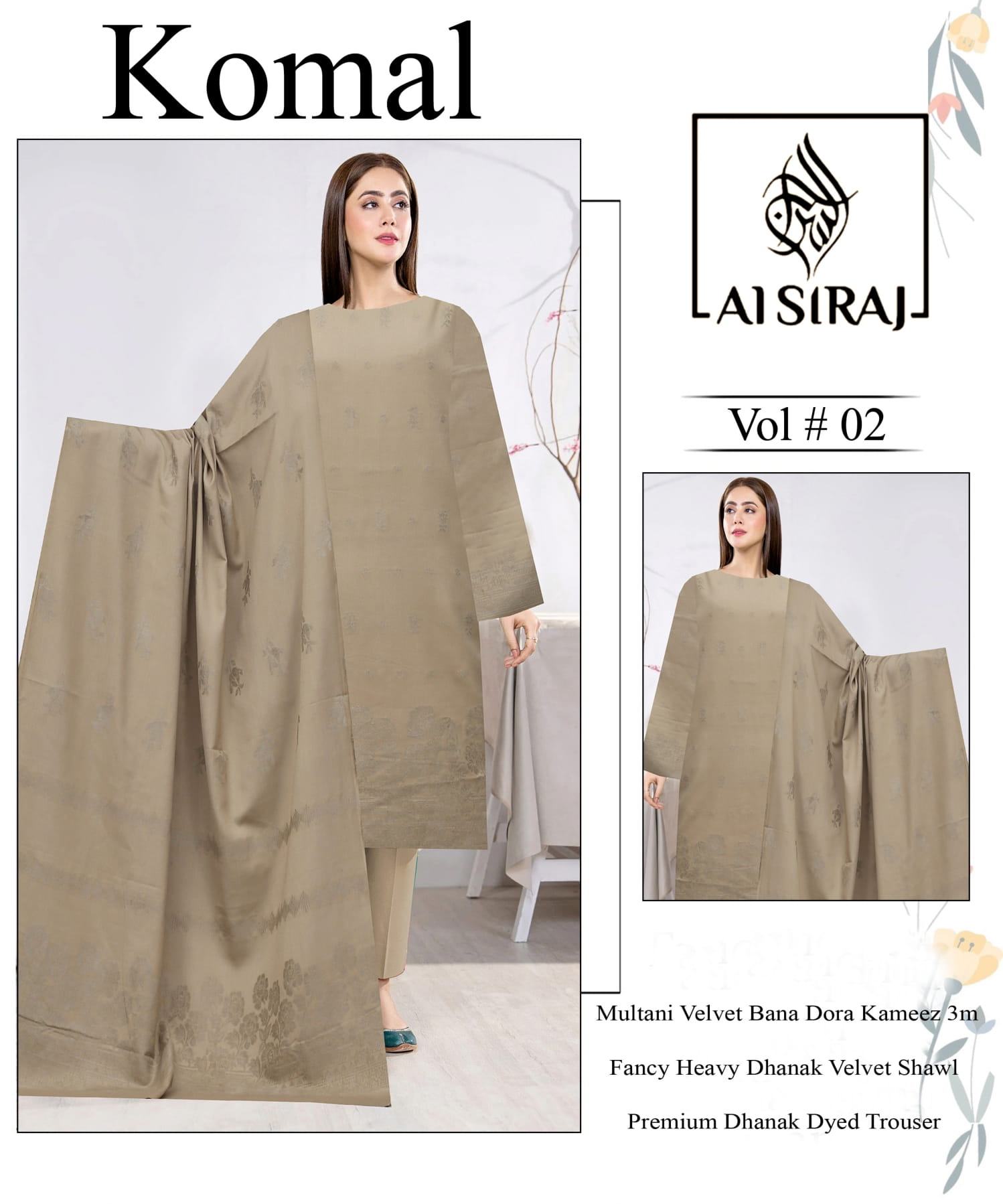 3-Piece Dhanak Suit K#04