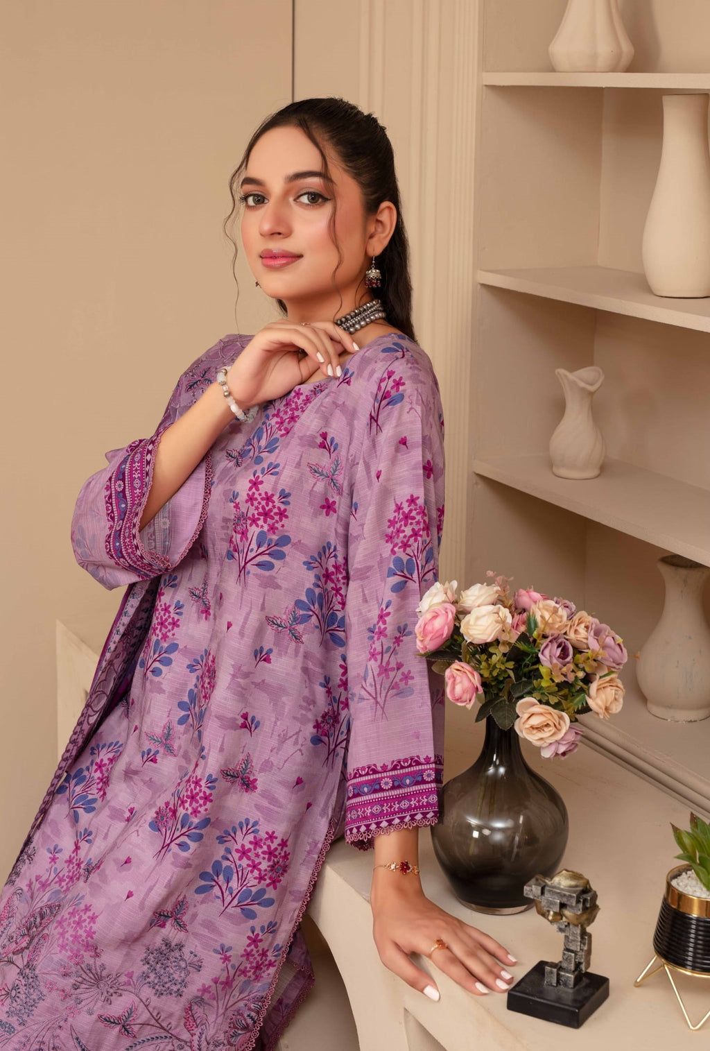 3-Piece Embroidered Viscose Suit NM#04