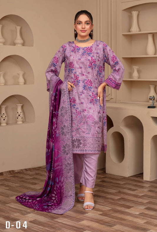 3-Piece Embroidered Viscose Suit NM#04