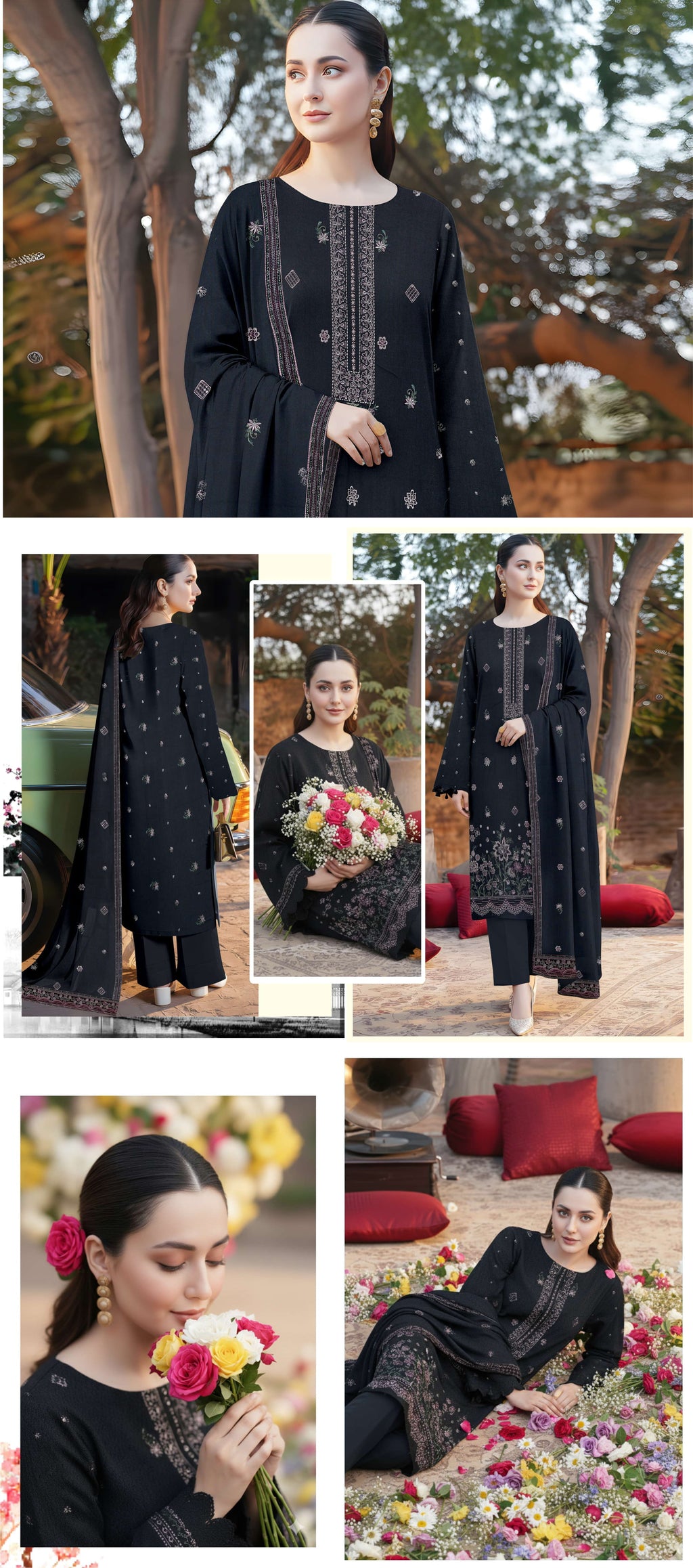 3-Piece Embroidered Peach Suit NF#04