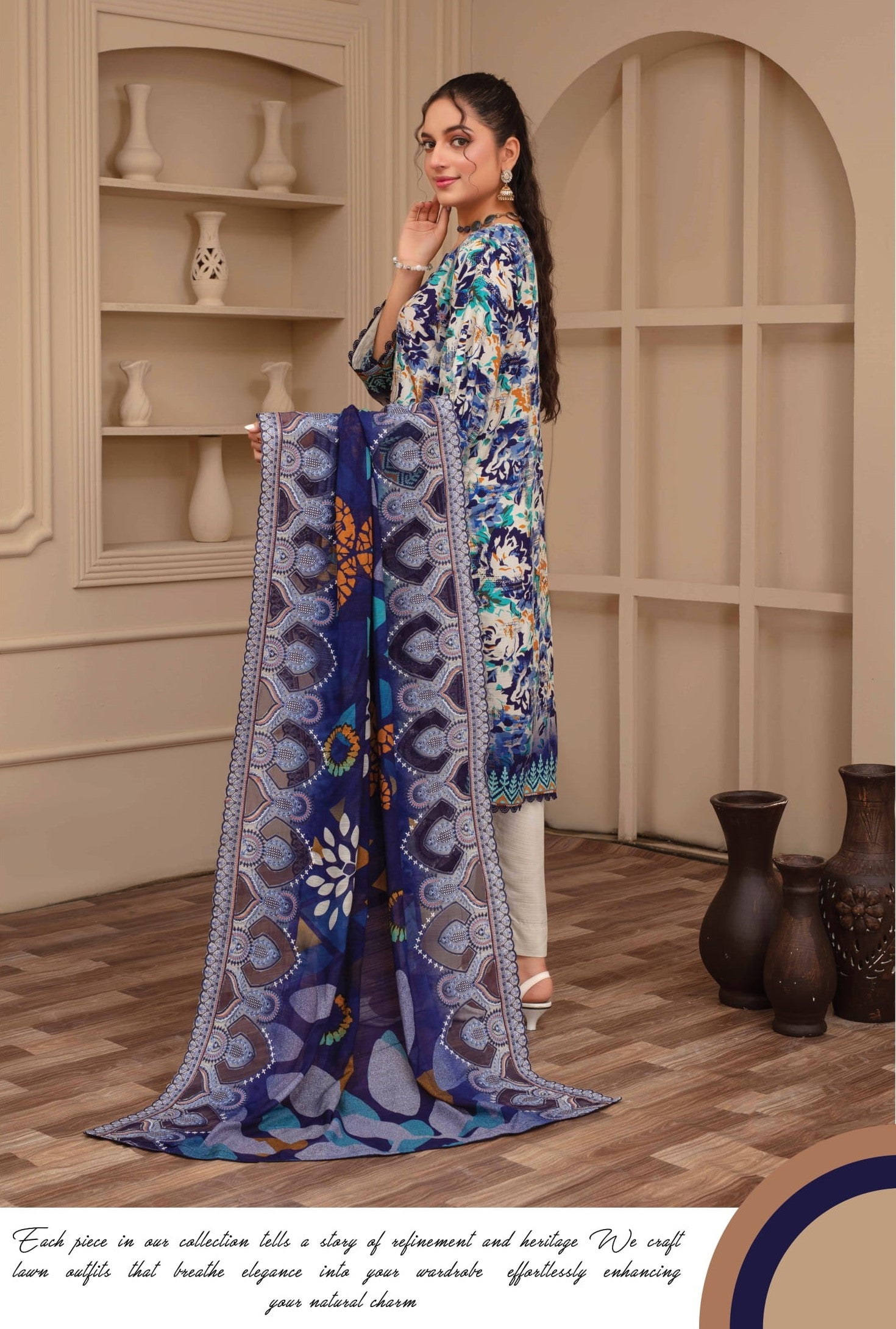 3-Piece Embroidered Viscose Suit NM#05