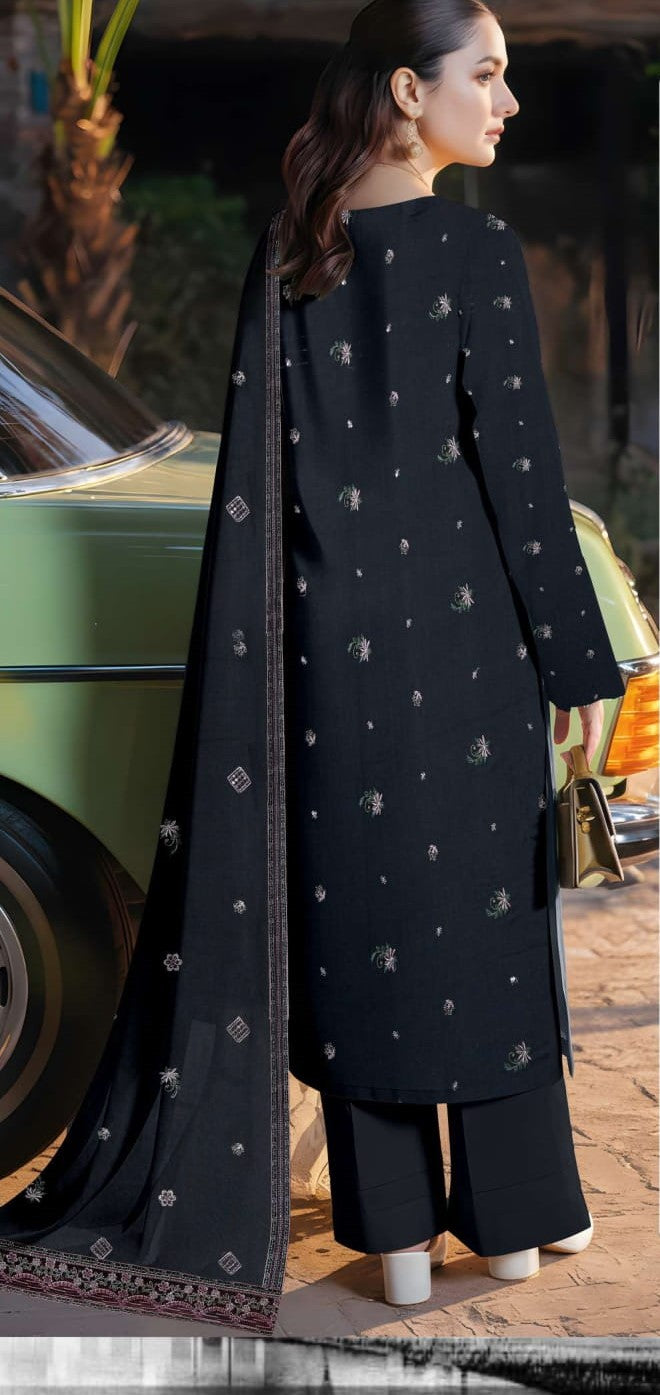 3-Piece Embroidered Peach Suit NF#04