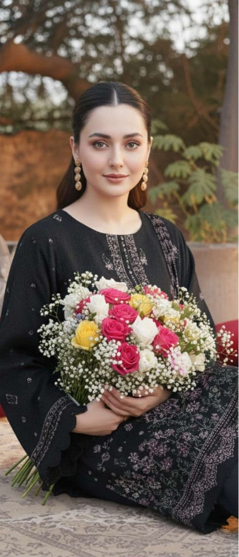 3-Piece Embroidered Peach Suit NF#04