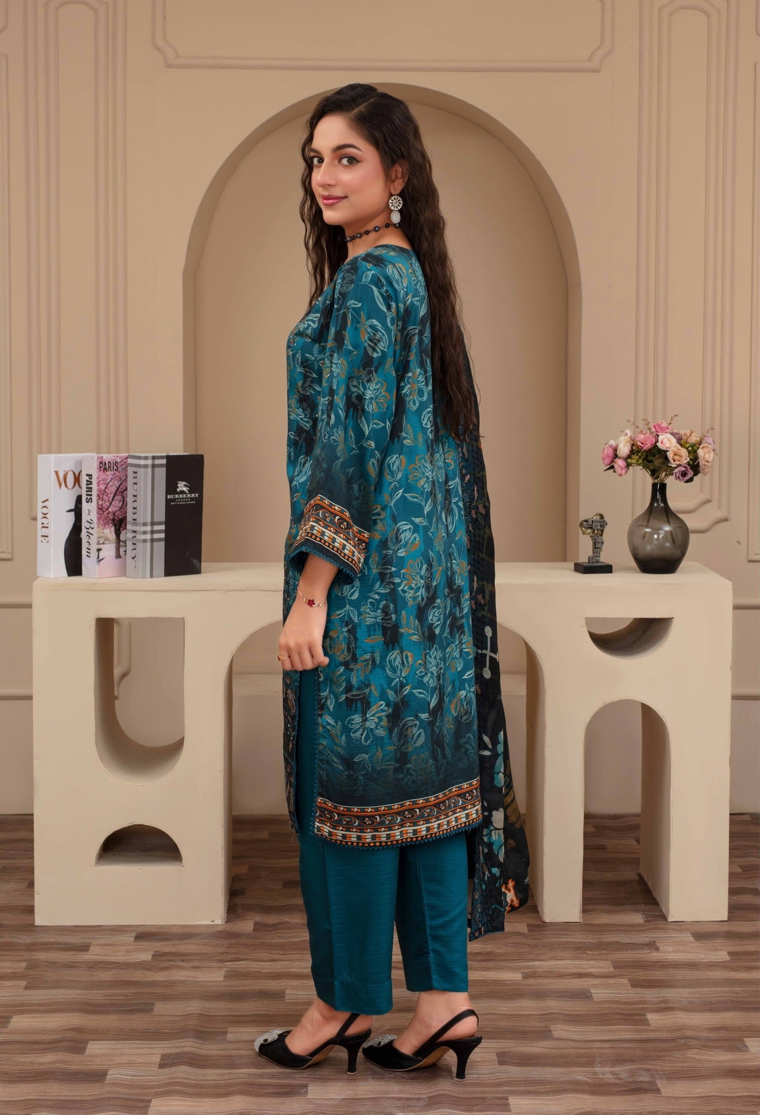 3-Piece Embroidered Viscose Suit NM#06