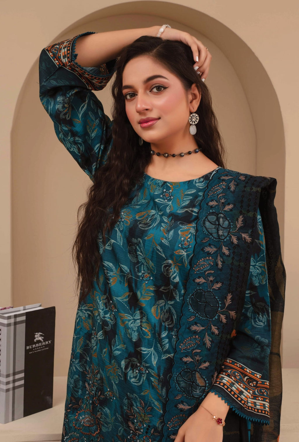 3-Piece Embroidered Viscose Suit NM#06