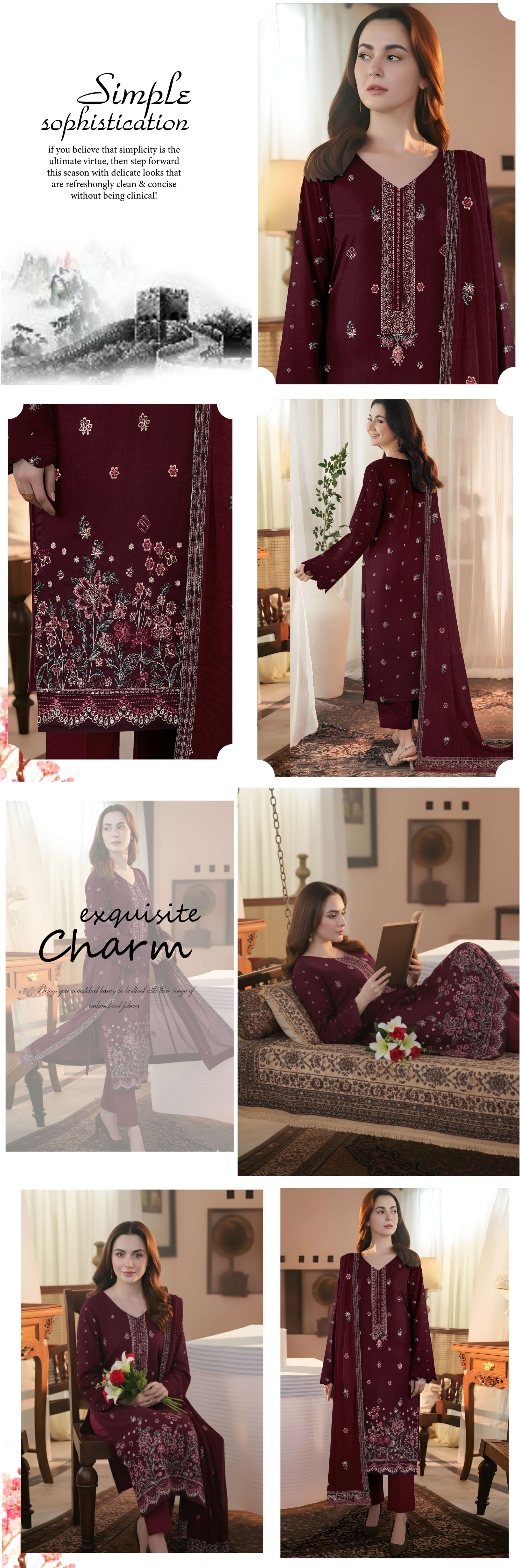 3-Piece Embroidered Peach Suit NF#05