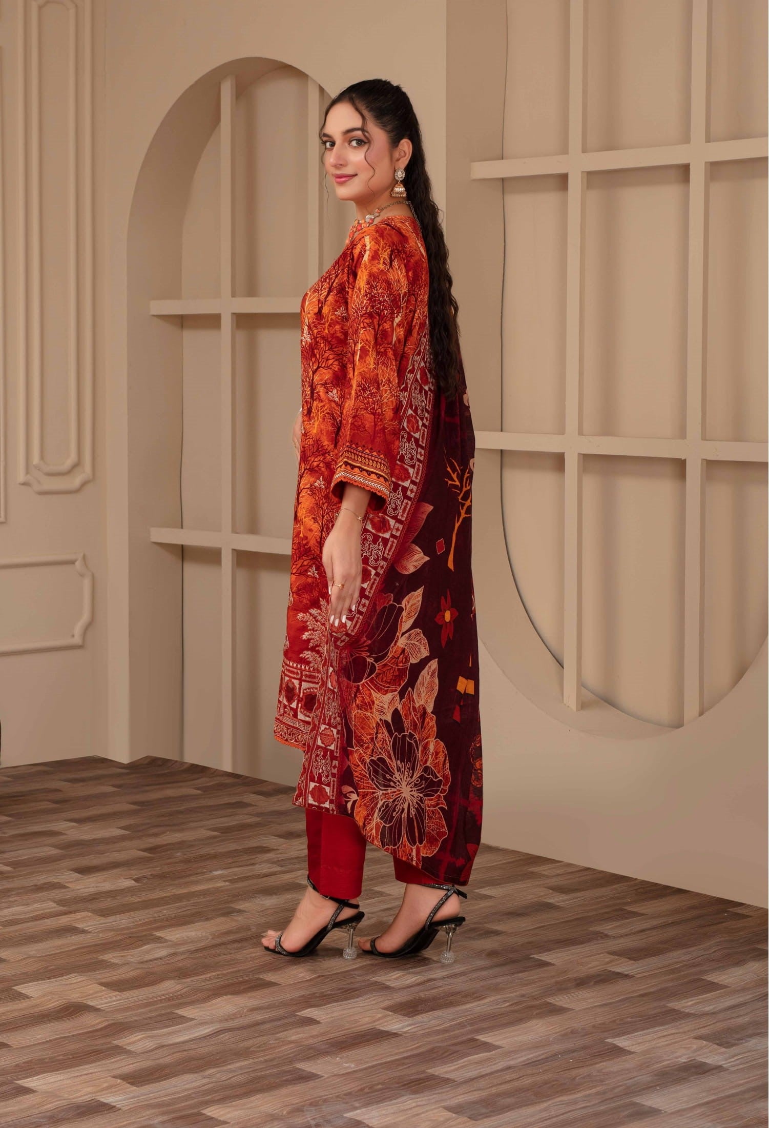 3-Piece Embroidered Viscose Suit NM#07