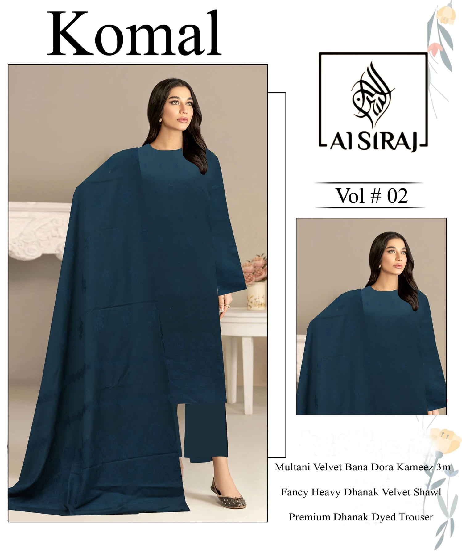 3-Piece Dhanak Suit K#08