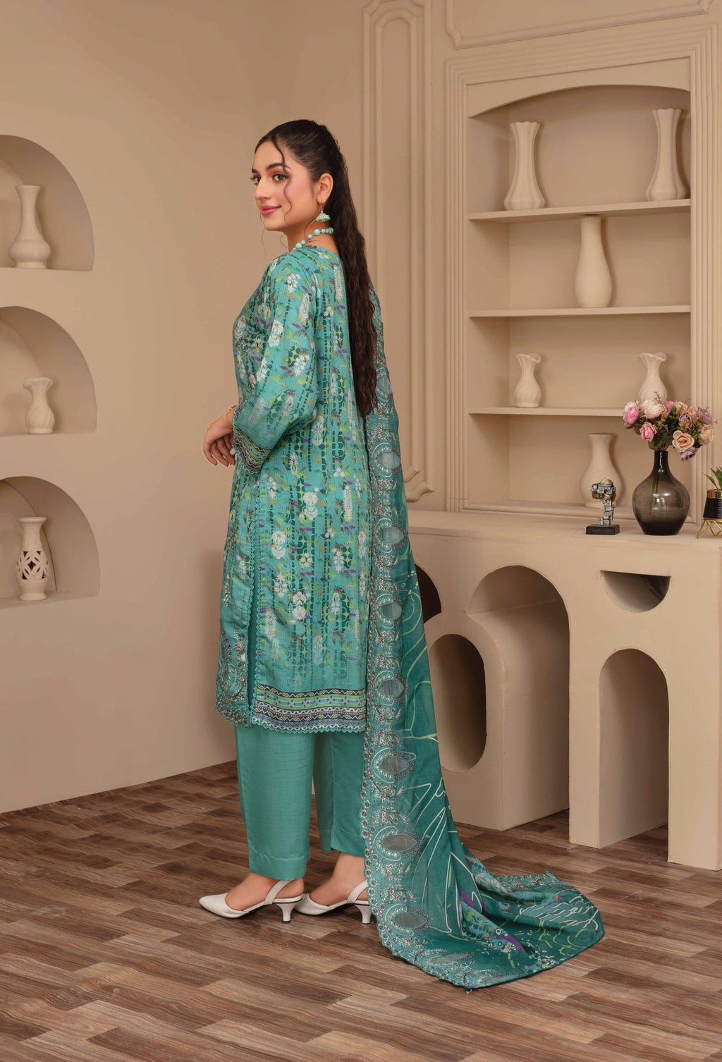 3-Piece Embroidered Viscose Suit NM#09