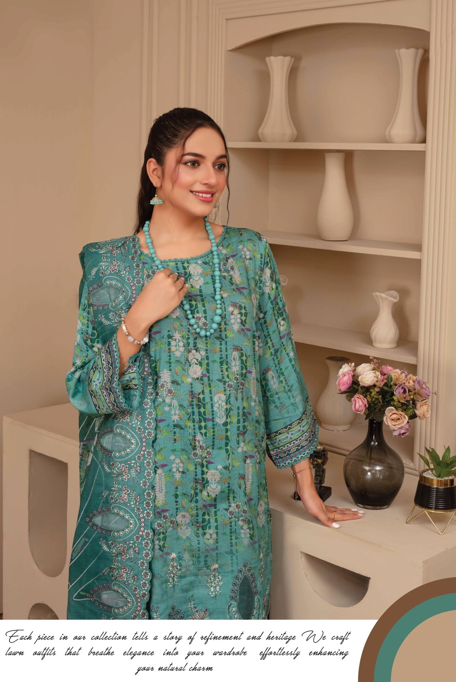 3-Piece Embroidered Viscose Suit NM#09